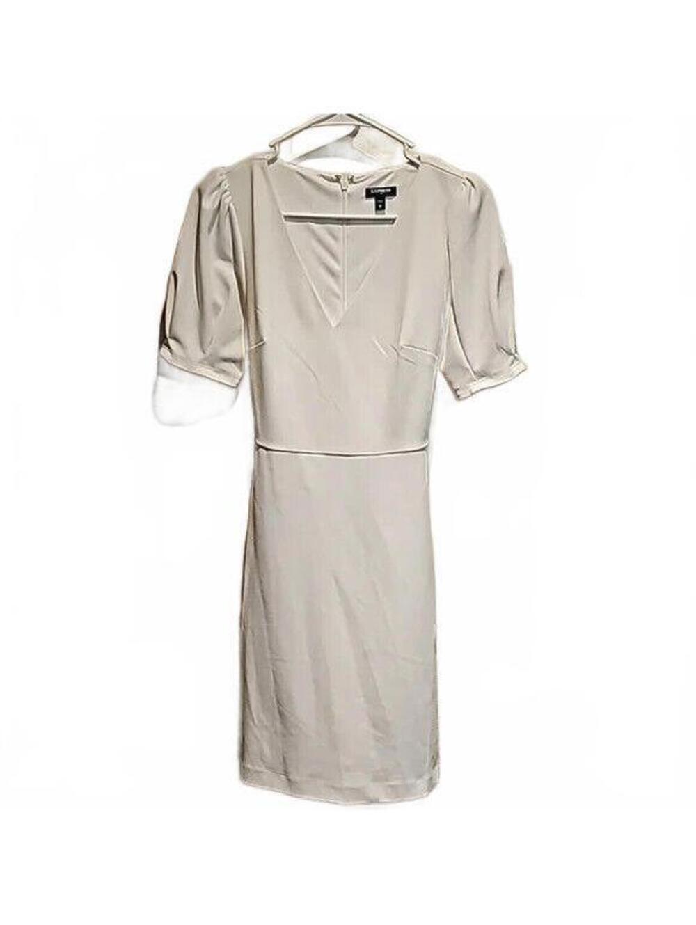Express Puff Short Sleeve Tie Waist Sheath Dress White Sz XS